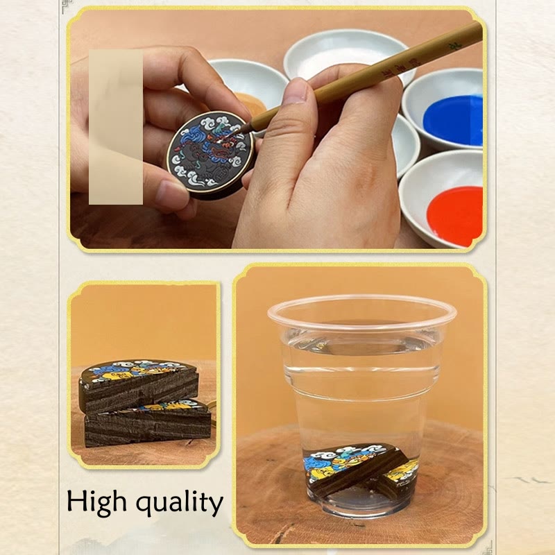 PiXiu Copper Coin Ebony Wood Luck Attract Wealth Key Chain Decoration
