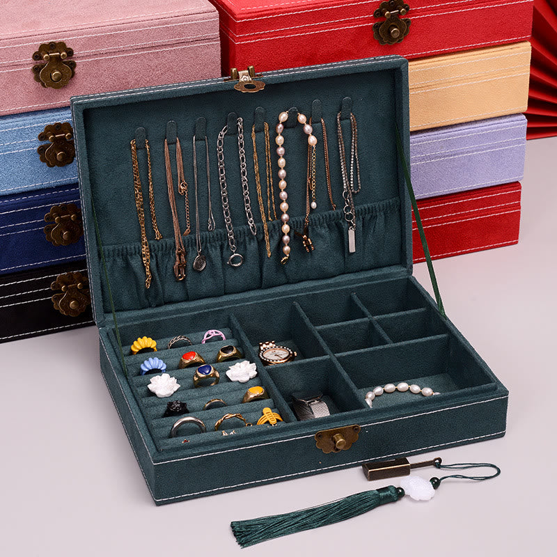 Minimalist Single Layer Flannel Jewelry Organizer with Secure Lock