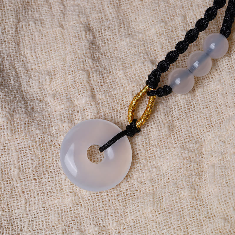 Strawberry Quartz Chalcedony Peace Buckle Healing Necklace Pendant