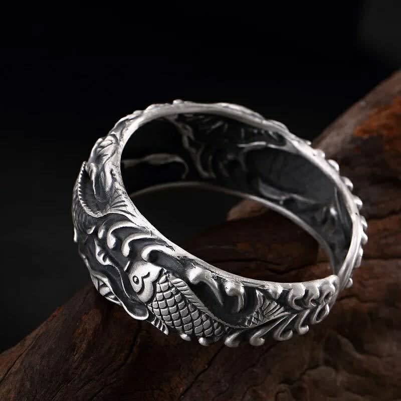 Koi Fish Lotus Luck Wealth Bracelet Bangle