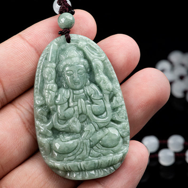 Chinese Zodiac Natal Buddha Natural Jade Wealth Prosperity Necklace Pendant (Extra 30% Off | USE CODE: FS30)