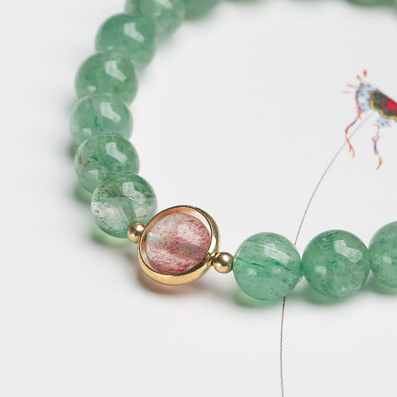 Natural Green Strawberry Quartz Soothing Beaded Bracelet