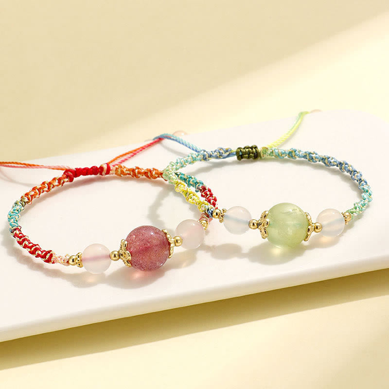 Hand-Woven White Agate & Copper Multi-Gemstone Beaded Rope Bracelet