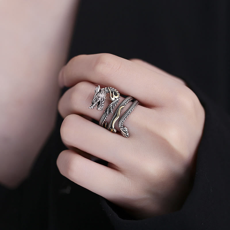 Vintage Dragon Pattern Copper Strength Ring