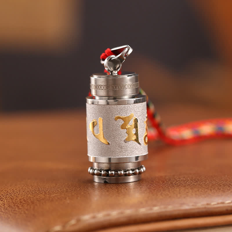 Tibet Om Mani Padme Hum Shurangama Mantra Titanium Steel Wisdom Amulet Necklace Pendant