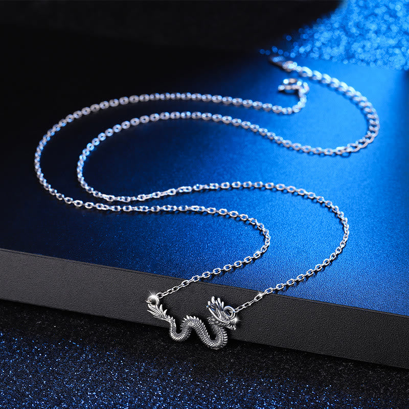 925 Sterling Silver Year Of The Dragon Auspicious Dragon Protection Chain Necklace Pendant