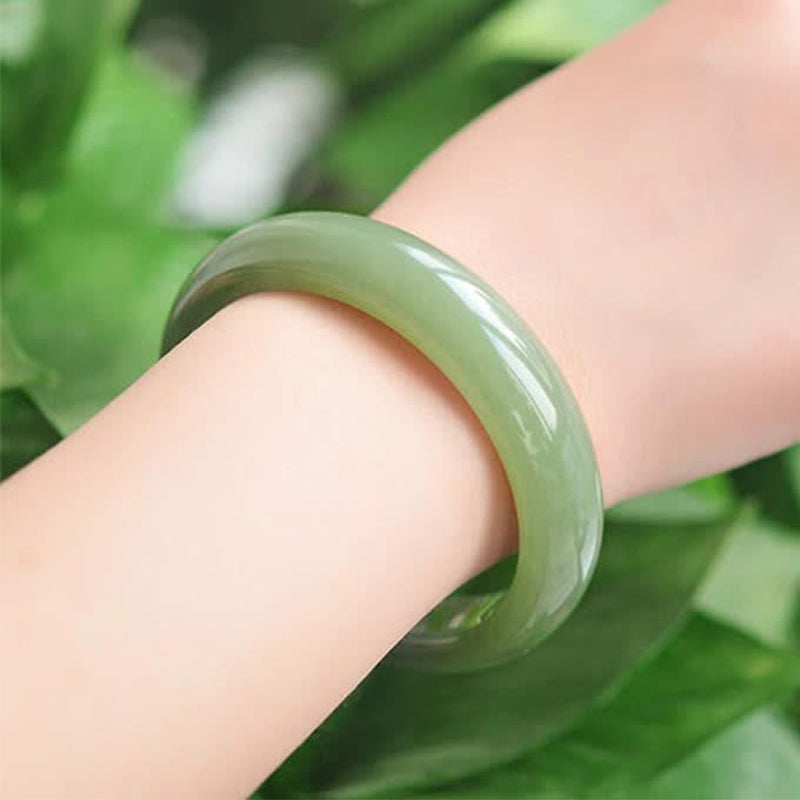 Solid Natural Jade Hand-Polished Energy Bangle Bracelet
