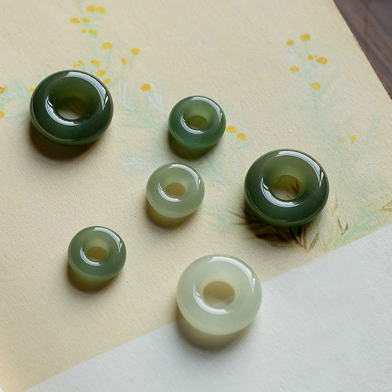 Natural Round Jade Ping An Kou 925 Sterling Silver Gold Plated Pendant Necklace