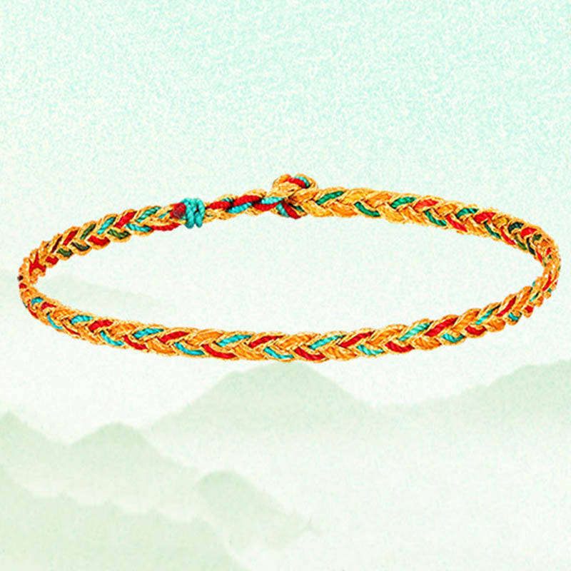 Handmade Multicolored Dragon Scale Pattern Braided String Bracelet