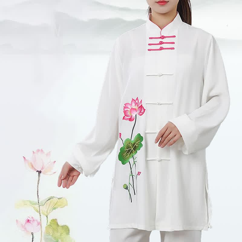 Lotus Print Flowing Qi Gong Meditation Two-Piece Set