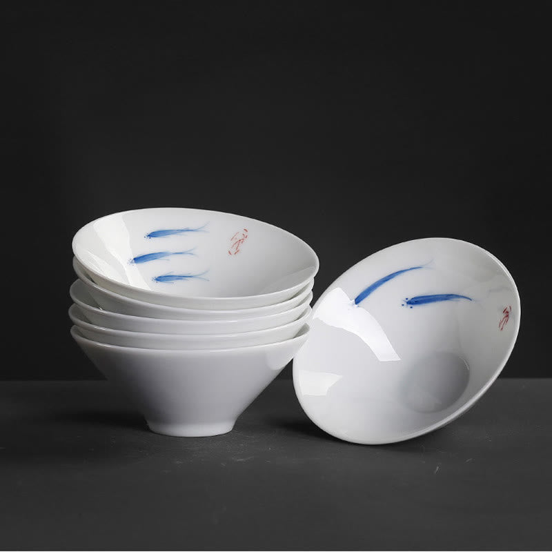 Vintage Plum Orchid Bamboo Chrysanthemum Lotus Koi Fish Ceramic Teacup Kung Fu Tea Cups