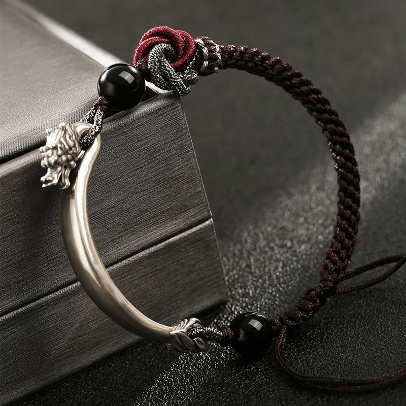 925 Sterling Silver Auspicious Dragon Success Handcrafted Braided Bracelet