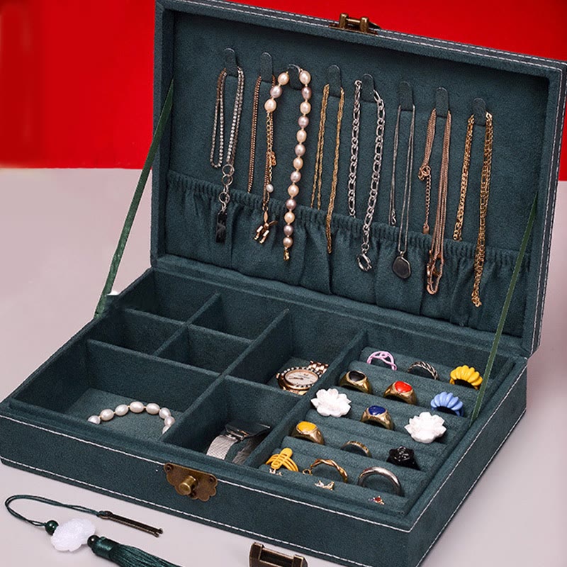 Minimalist Single Layer Flannel Jewelry Organizer with Secure Lock