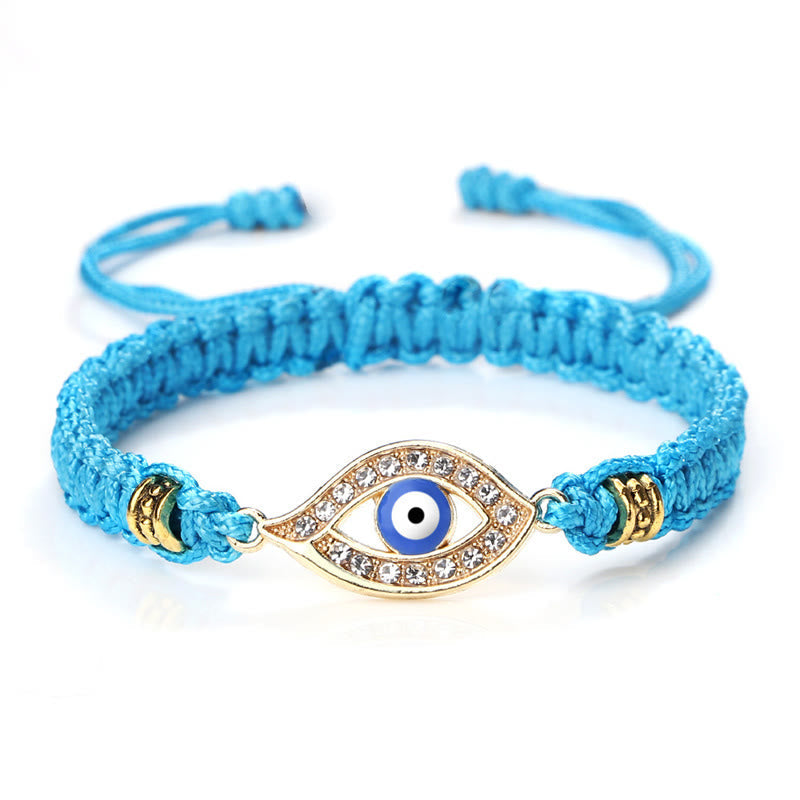 Handmade Evil Eye Red String Braided Bracelet with Gold or Silver Border