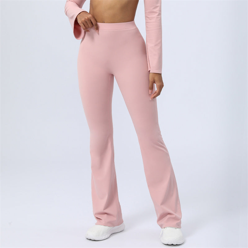 Long Sleeve Backless Strap Top Bra Flare Pants Fitness Yoga Outfit