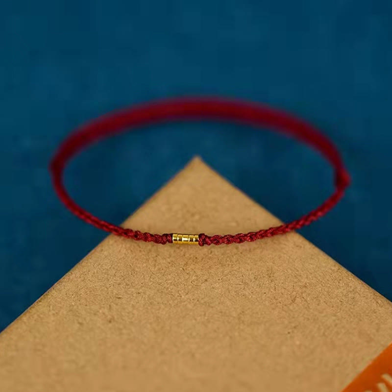 "Blessings for Clear Connections" 925 Sterling Silver Lucky Golden Bead String Bracelet Anklet Includes Gift Message Card
