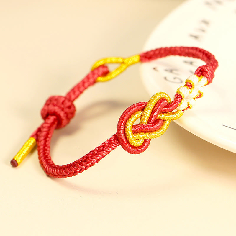Handcrafted Eight Thread Peace Knot Peach Blossom Knot Luck Connection Bracelet