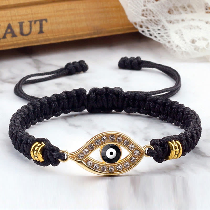 Handmade Evil Eye Red String Braided Bracelet with Gold or Silver Border