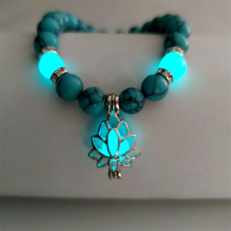 Tibetan Turquoise Glowstone Luminous Bead Lotus Protection Bracelet