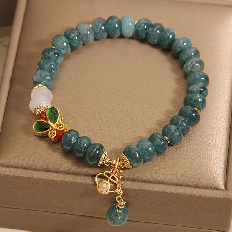 Jade White Agate Butterfly Abacus Beads Abundance Bracelet
