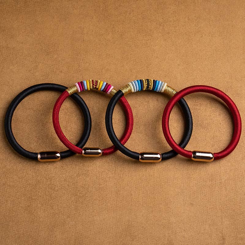Hand-Braided Tibetan Vajra Knot Red String Bracelet with Magnetic Buckle