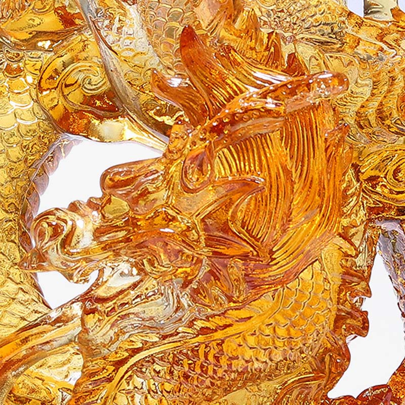 Year of the Dragon Handmade Liuli Crystal Art Piece Protection Home Office Decoration With Base