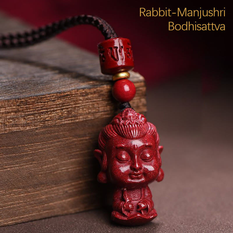 Chinese Zodiac Natal Buddha Natural Cinnabar Amulet Keep Away Evil Spirits Necklace Pendant
