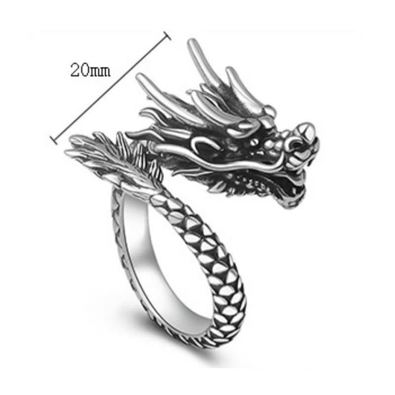 Vintage 990 Sterling Silver Dragon Adjustable Ring for Men and Women