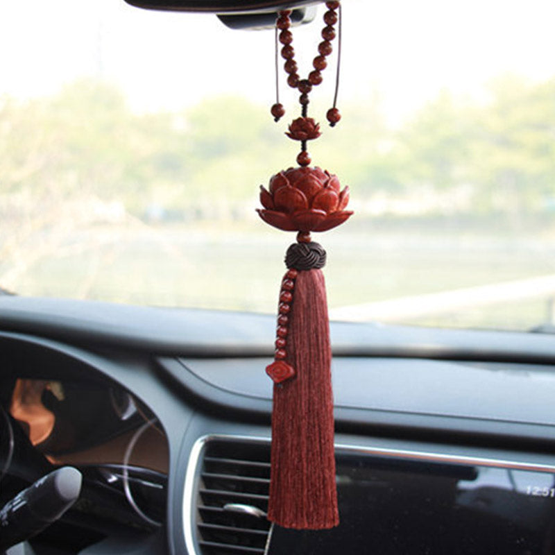 Tibetan Small Leaf Red Sandalwood Lotus Luck Protection Tassel Decoration (Extra 35% Off | USE CODE: FS35)
