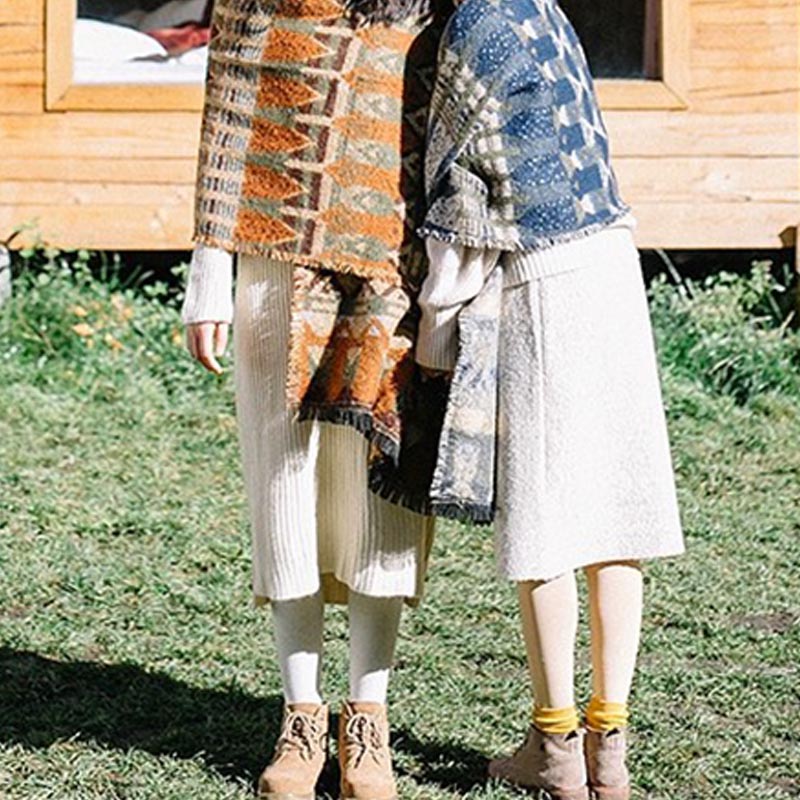 Tibetan Shawl Classic Geometry Pattern Winter Cozy Travel Scarf Wrap