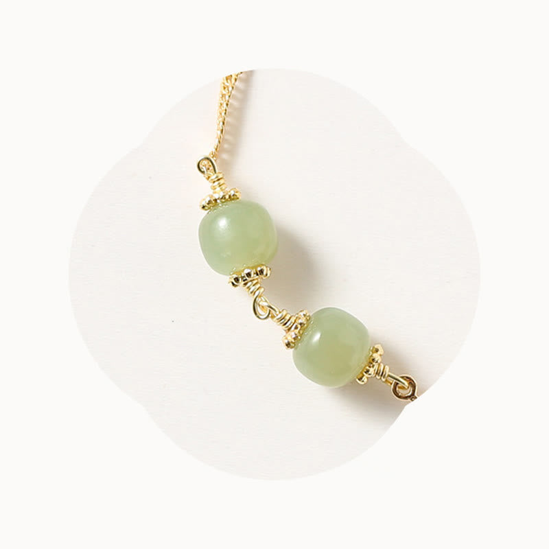 14K Gold Plated Hetian Jade Golden Rose Flower Luck Chain Bracelet