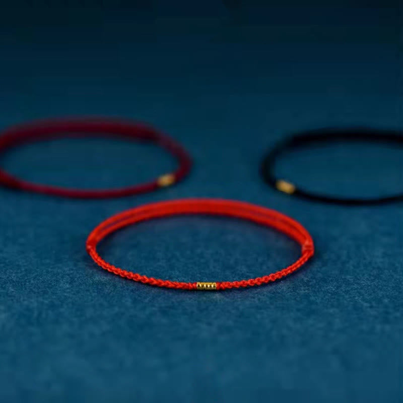 "Blessings for Clear Connections" 925 Sterling Silver Lucky Golden Bead String Bracelet Anklet Includes Gift Message Card