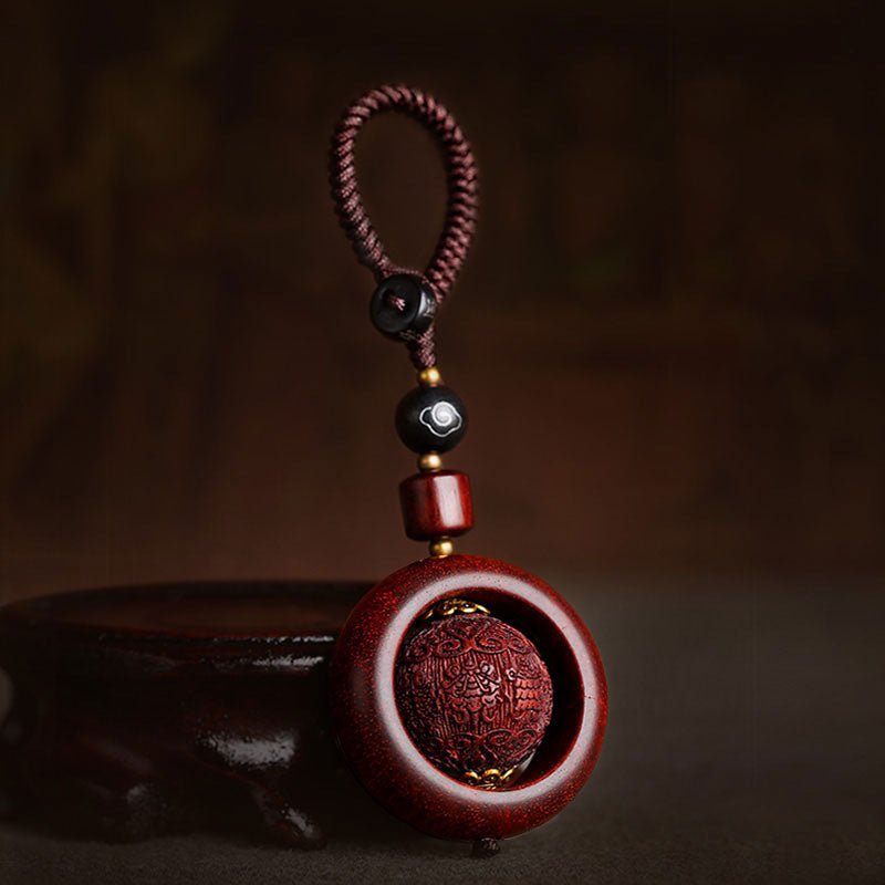 Tibetan Small Leaf Red Sandalwood Ebony Luck Protection Rotation Decoration
