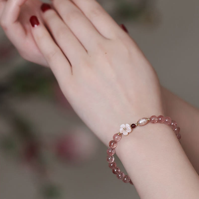 Strawberry Quartz Peach Blossom Love Bracelet