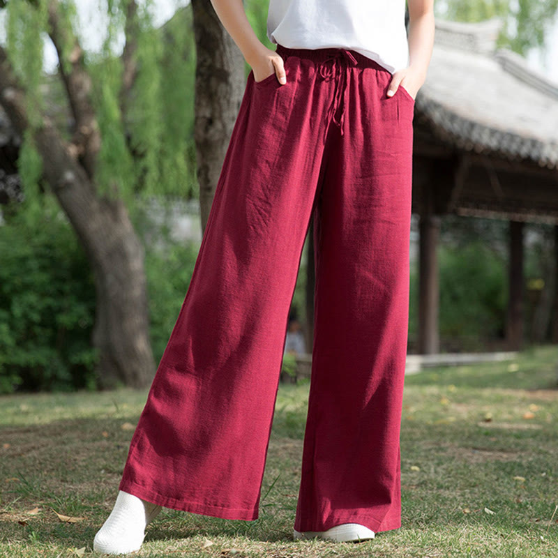 Plain Wide Leg Pants Dance Women's Yoga Pants With Pockets