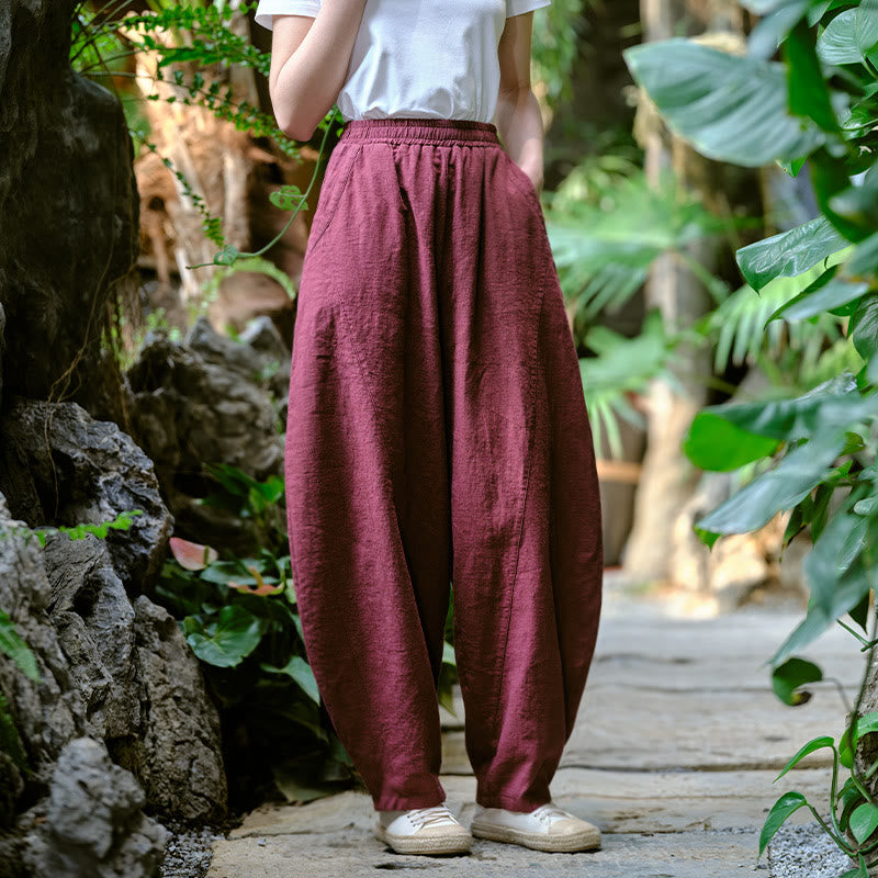 Solid Color Loose Yoga Harem Pants With Pockets