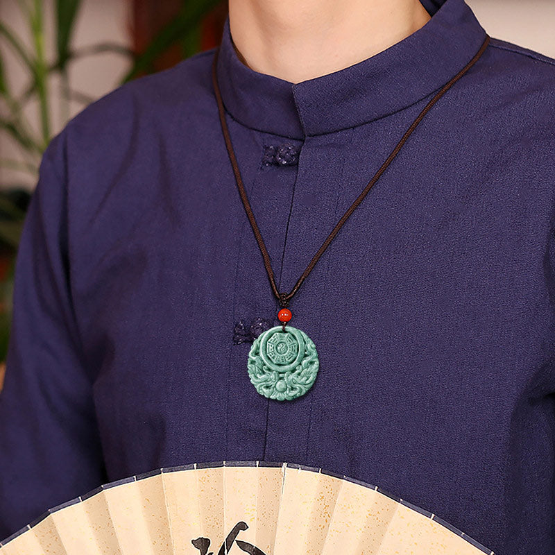 Dragon Jade Yin Yang Balance Necklace String Pendant