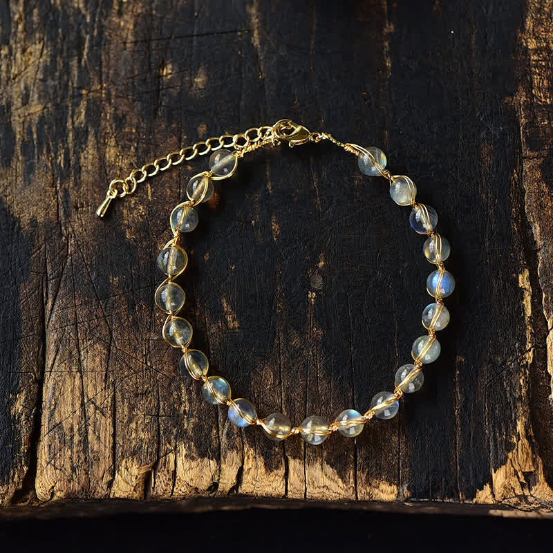 Natural Moonstone 14K Gold Plated Healing Positive Bracelet