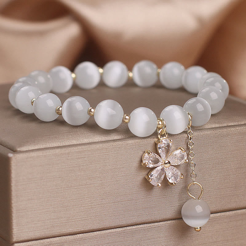 Cat's Eye Flower Charm Peace Support Bracelet