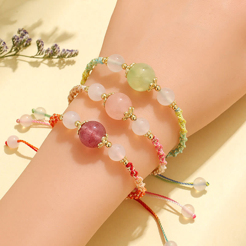 Hand-Woven White Agate & Copper Multi-Gemstone Beaded Rope Bracelet