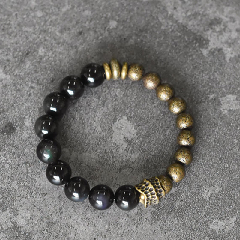 Rainbow Obsidian Copper Bead Positive Transformation Bracelet