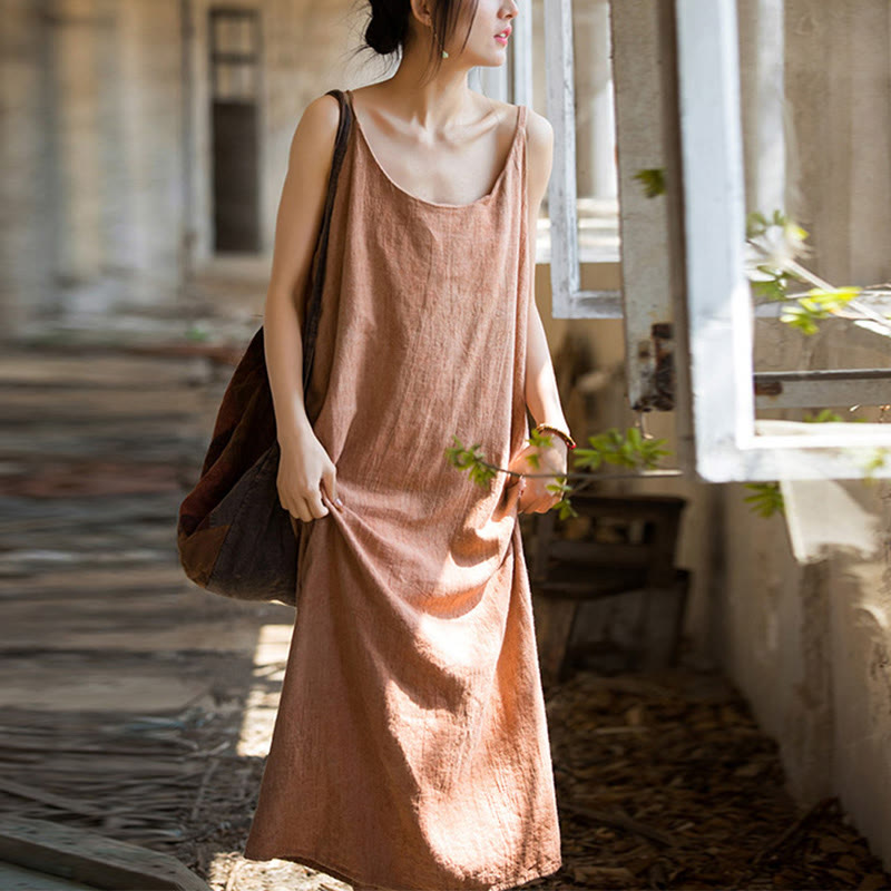 Artisanal Tie-Dye Linen Breezy Meditation Midi Dress