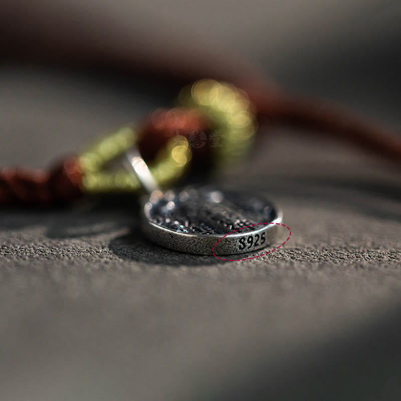 Handmade 925 Sterling Silver Five Directions Gods of Wealth Luck Protection String Braid Bracelet