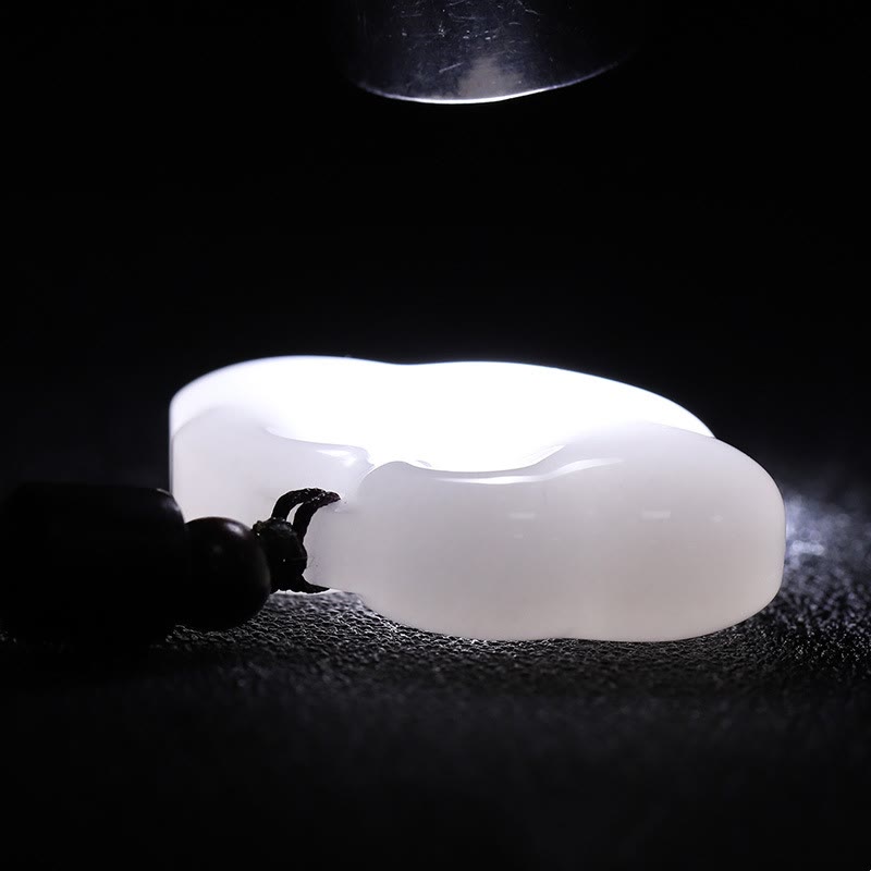 Tianshan Jade Golden Silk Jade Chinese Lock Charm Abundance Necklace Pendant