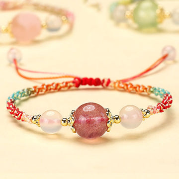 Hand-Woven White Agate & Copper Multi-Gemstone Beaded Rope Bracelet
