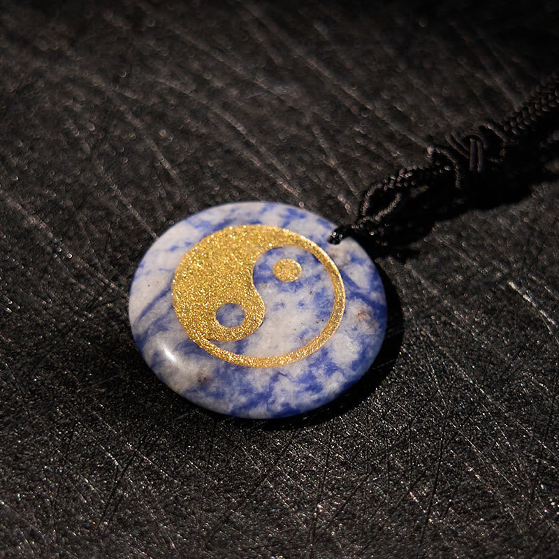 Various Crystal Amethyst Tiger Eye Green Aventurine Yin Yang Spiritual Necklace Pendant