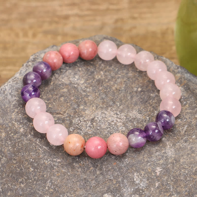 108 Mala Beads Amethyst Rose Quartz Spiritual Healing Tassel Bracelet