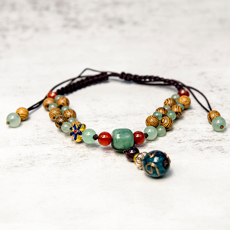 Wenge Wood Green Aventurine Balance Protection Anklet