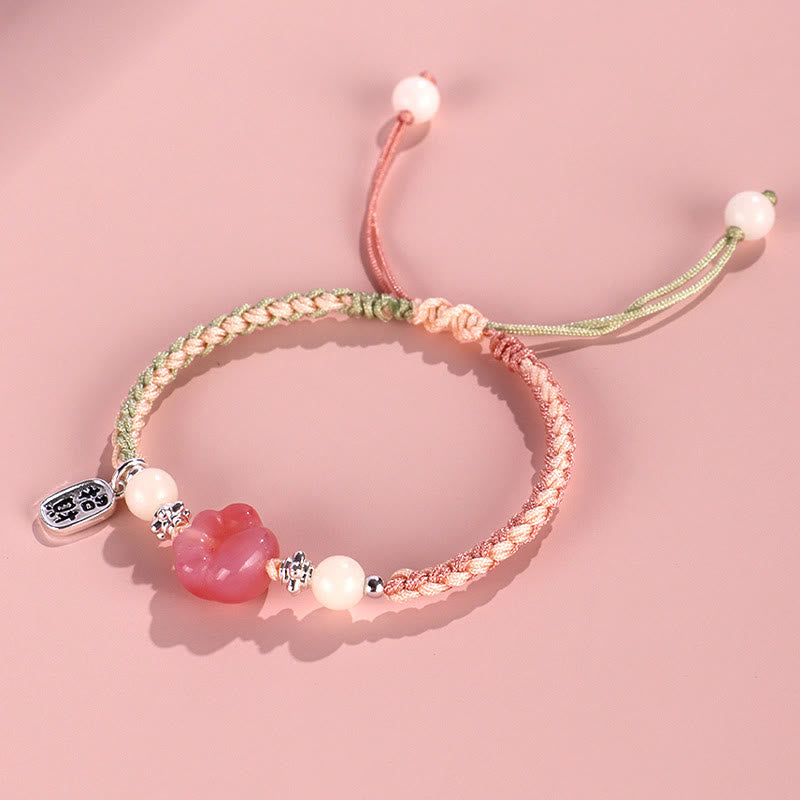 Yanyuan Agate Cat Claw Paw White Bodhi Seed Fu Character Positive Braided Rope Bracelet
