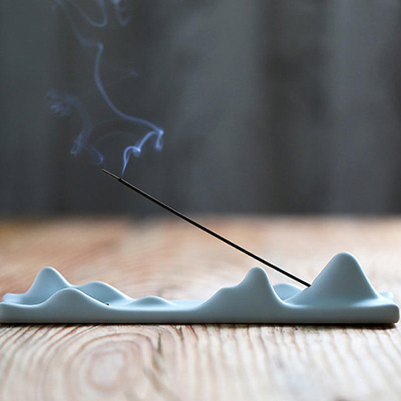 Mountain Cloud Incense Burner for Meditation & Balance - White & Green Styles